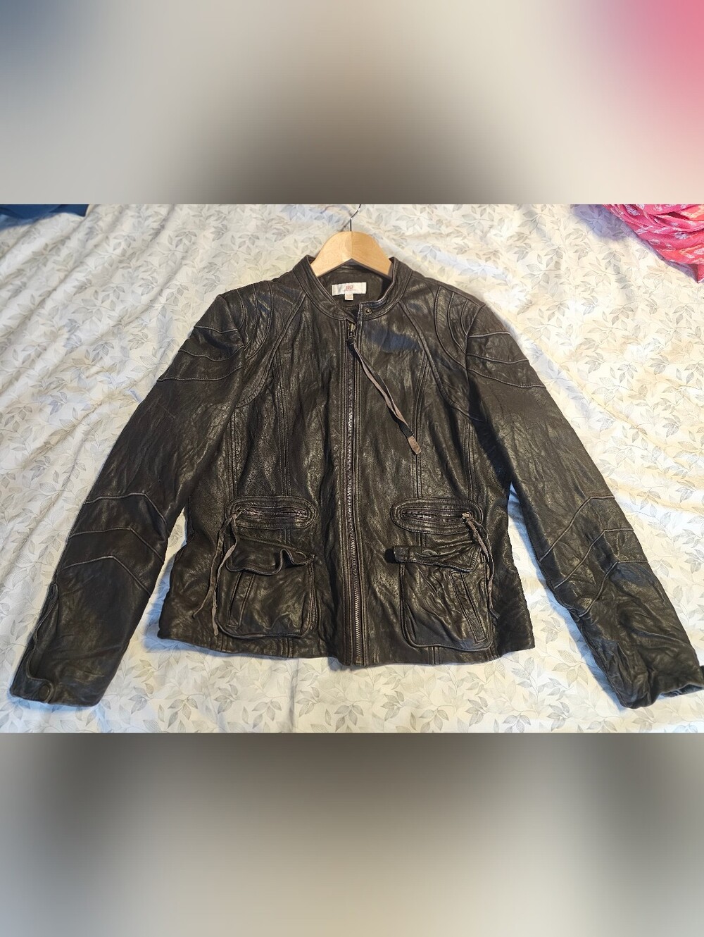JLo Soft Brown Leather Zip-Up Jacket Size L